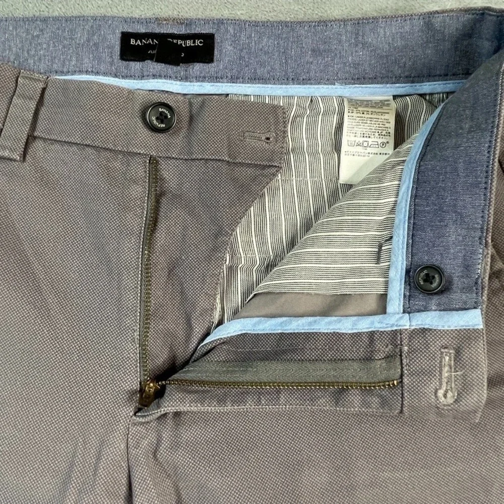 Banana Republic Aiden Chino Pant 31x29 Light Gray MicroPrint Cotton Stretch-READ
